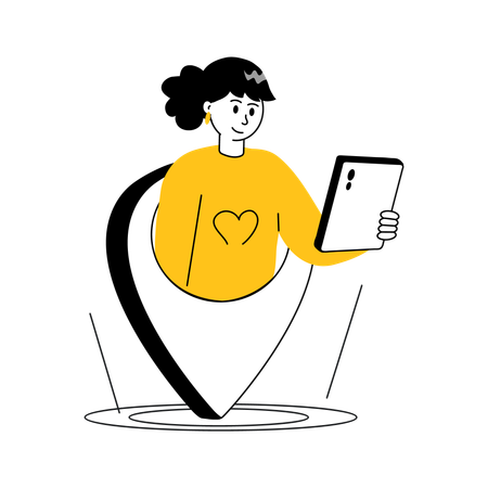 Fille trouvant l'emplacement de l'utilisateur  Illustration