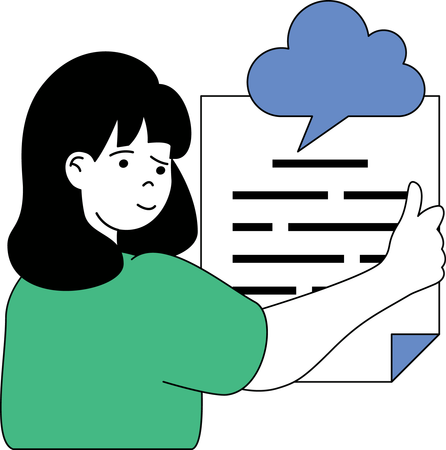 Fille utilisant un document cloud  Illustration