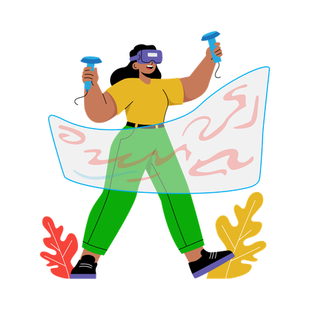 Fille utilisant la technologie vr  Illustration