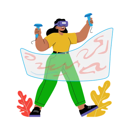 Fille utilisant la technologie vr  Illustration