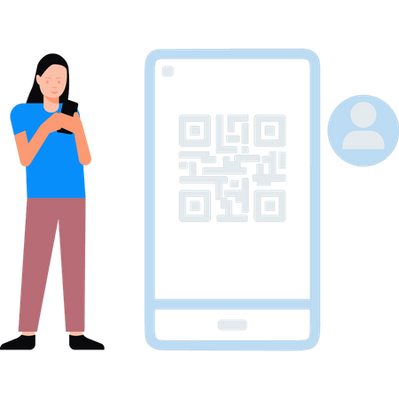 Fille utilisant le code QR  Illustration