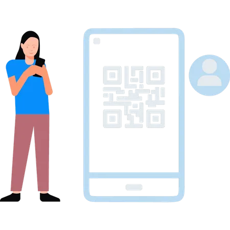 Fille utilisant le code QR  Illustration