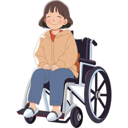 Fille en fauteuil roulant  Illustration