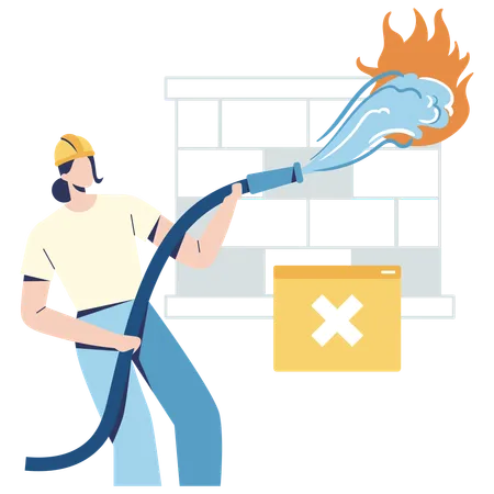 Fille utilisant une protection pare-feu pour son site Web  Illustration