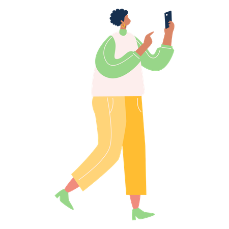 Fille utilisant un smartphone  Illustration