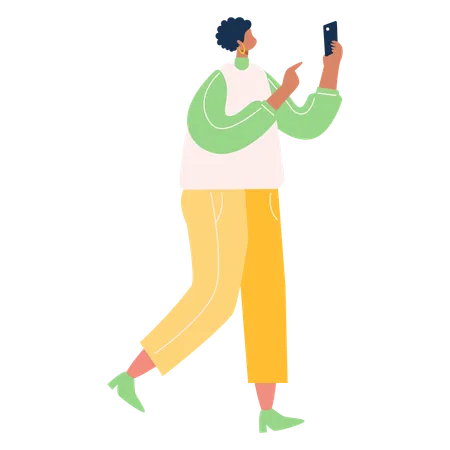 Fille utilisant un smartphone  Illustration