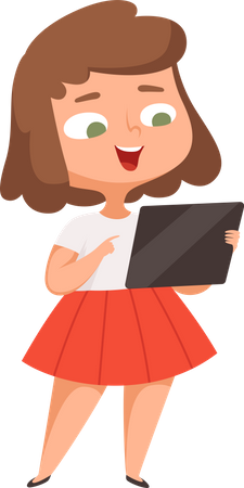 Fille utilisant une tablette  Illustration