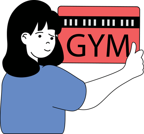 La fille va au gymnase pour faire de l'exercice  Illustration