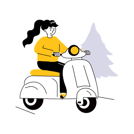 Fille qui va faire du scooter  Illustration