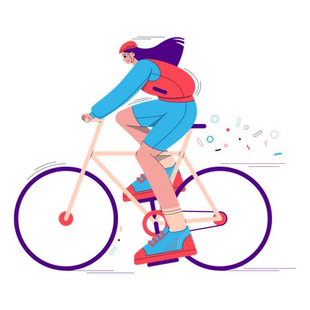 Fille à vélo  Illustration