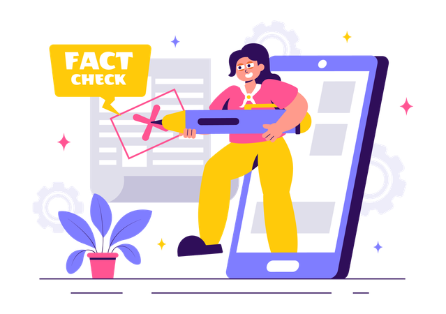 Les filles qui vérifient en ligne : mythes et faits ; vérifier les actualités  Illustration