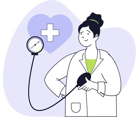 Une fille vérifie sa santé cardiaque  Illustration