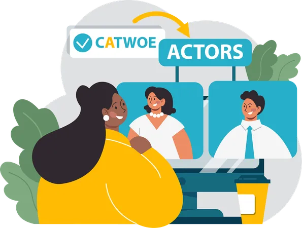 Fille vérifiant les acteurs de catwoe  Illustration