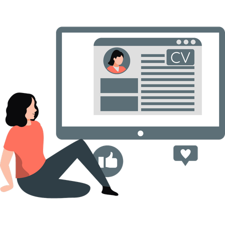 Fille voyant curriculum vitae  Illustration