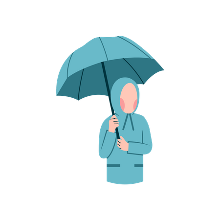 Fille porte un imperméable  Illustration