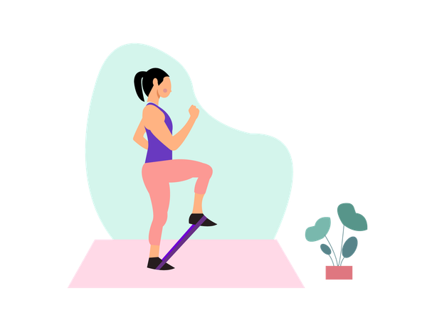 Fille de yoga debout sur une jambe  Illustration