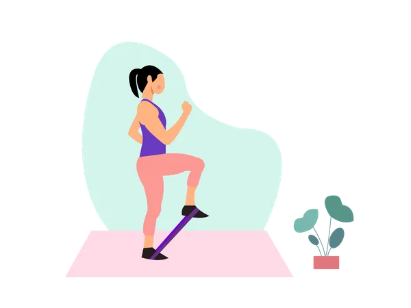 Fille de yoga debout sur une jambe  Illustration