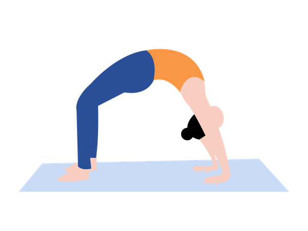 Fille de yoga faisant la pose de chameau  Illustration