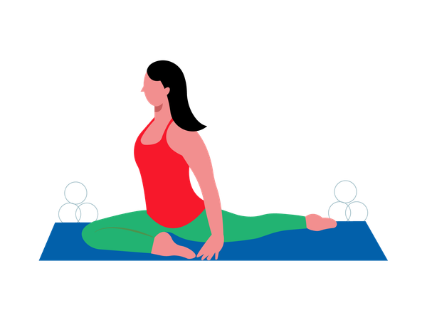 Illustration d'une fille en yoga faisant une pose en demi-écart  Illustration