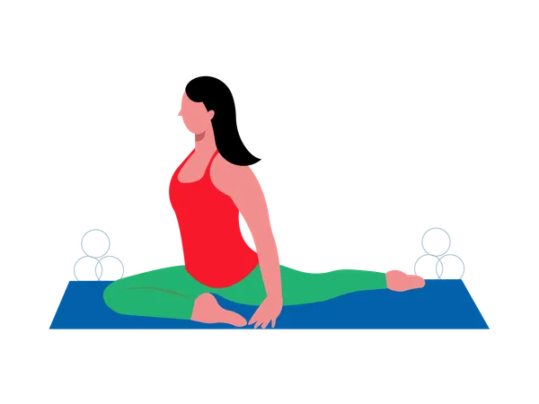 Illustration d'une fille en yoga faisant une pose en demi-écart  Illustration