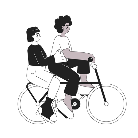 Filles à vélo  Illustration