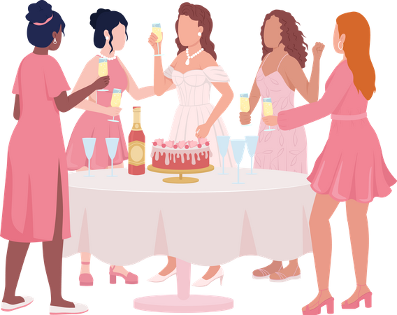 Filles célébrant leur anniversaire  Illustration