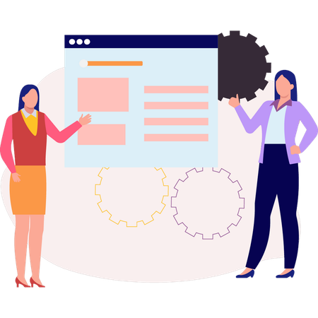 Filles d'affaires présentant un sujet d'affaires  Illustration