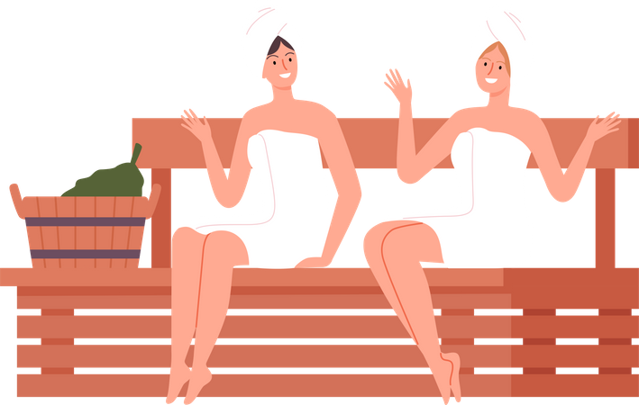 Filles au sauna  Illustration