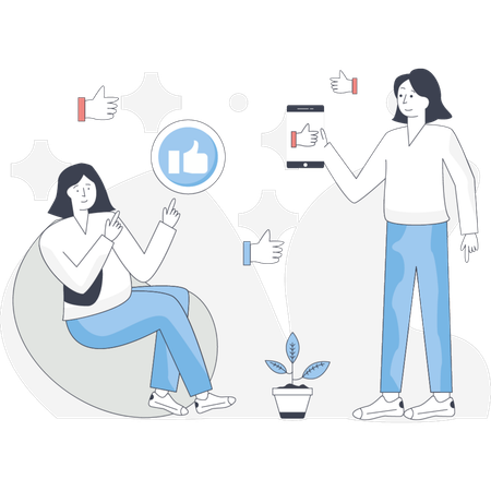 Les filles qui aiment les réseaux sociaux  Illustration