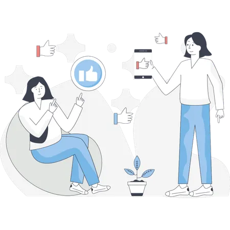 Les filles qui aiment les réseaux sociaux  Illustration