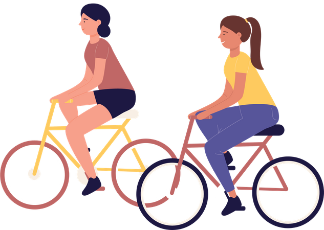 Filles faisant du vélo  Illustration