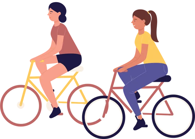 Filles faisant du vélo  Illustration