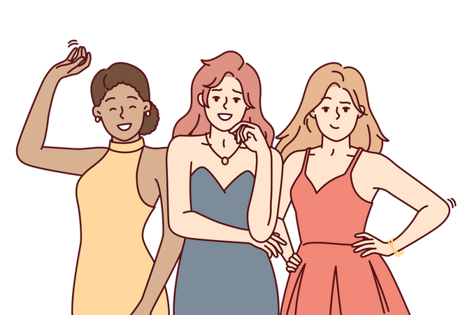 Filles prêtes pour la fête  Illustration