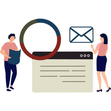 Filles travaillant sur une page Web  Illustration