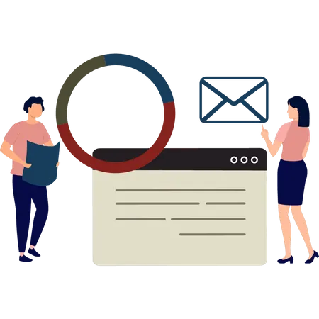 Filles travaillant sur une page Web  Illustration