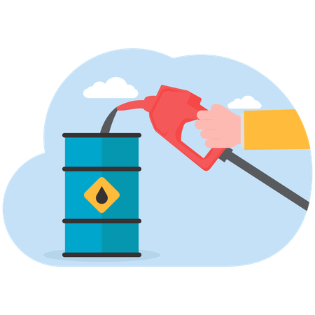 Filling oil in oil barrel  Illustration