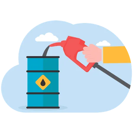 Filling oil in oil barrel  Illustration