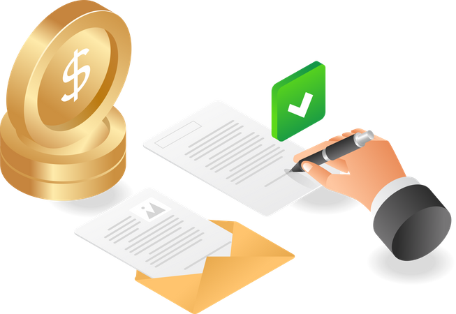 Filling out a business payment letter  Illustration