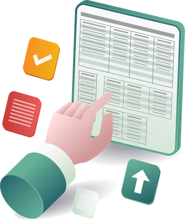 Filling out online form data application  Illustration