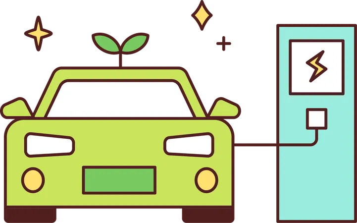 Filling petrol in eco car  Illustration