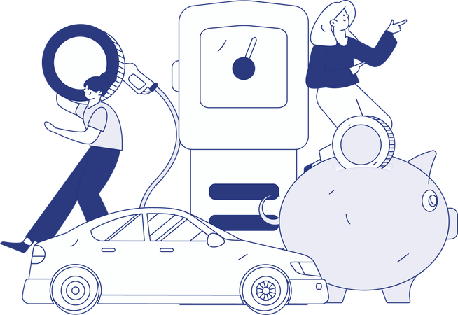 Filling petrol into car  Illustration
