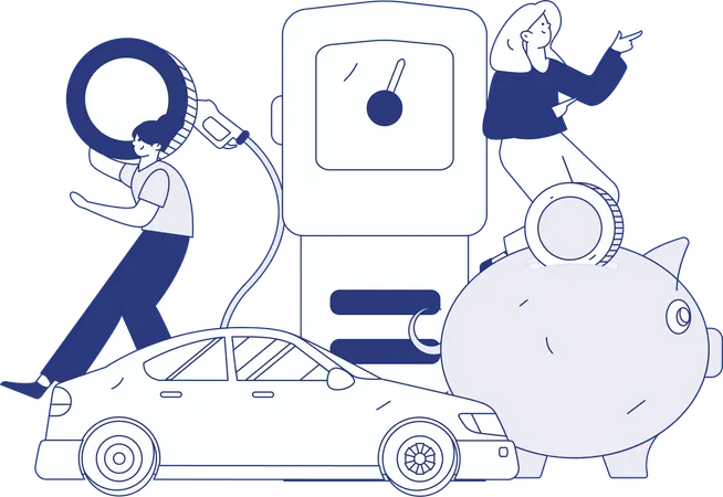 Filling petrol into car  Illustration