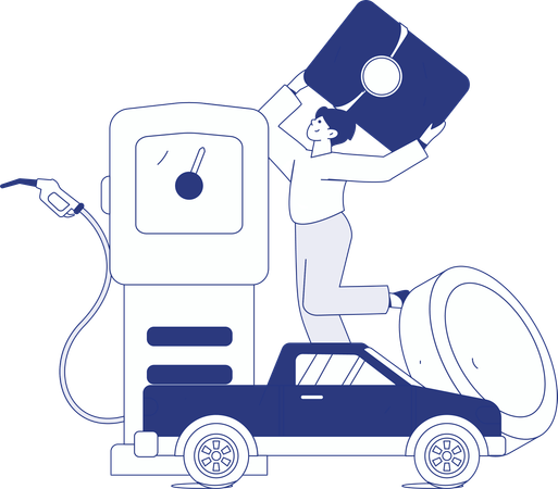 Filling petrol into car  Illustration