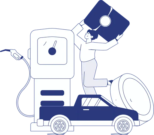 Filling petrol into car  Illustration