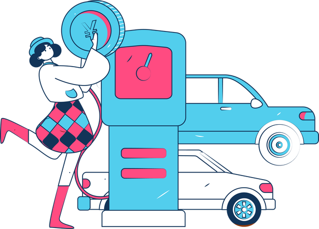 Filling petrol into car  Illustration