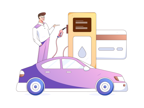 Filling petrol into car  Illustration