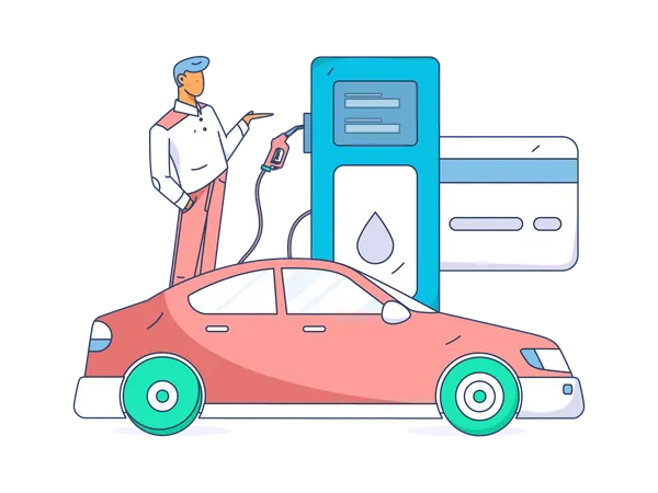 Filling petrol into car  Illustration