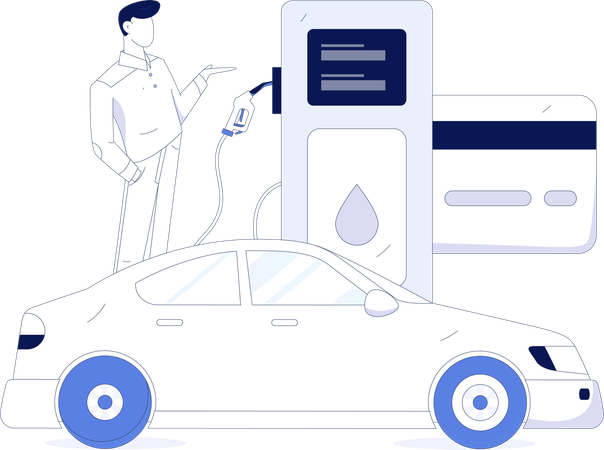 Filling petrol into car  Illustration