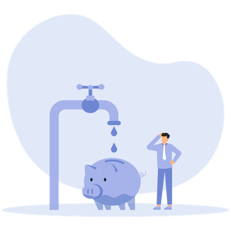 Filling water with piggy bank and water saving and environmental protection concept  Illustration