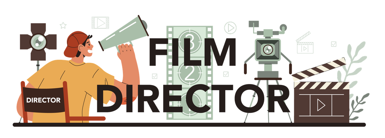 Film director typographic header  Illustration